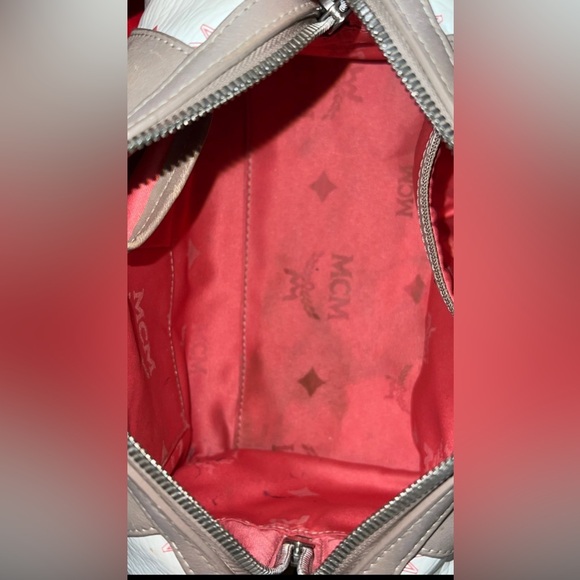 MCM Visetos Tan:Red:White Leather Satchel Bag: Boston Speedy Handbags & Purses - Picture 6 of 11